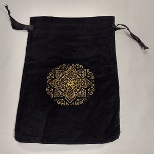 Drawstring Fabric Bag:  Black Mandala Flower